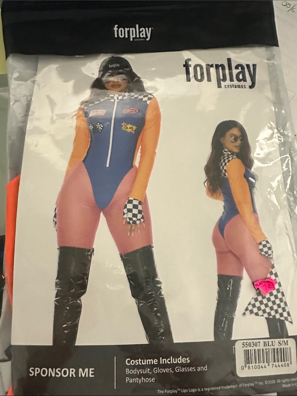 Forplay Colorblock Racing Bodysuit in Blue, Pink & Orange